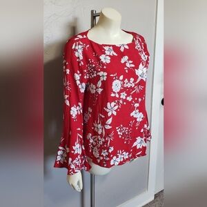 Karen Kane Red Floral Blouse